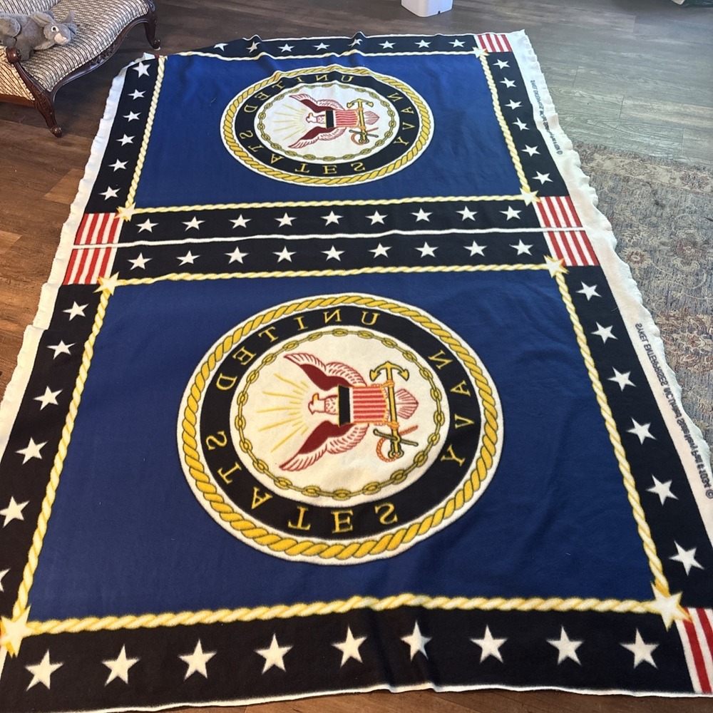 RFCO USN United States Navy Emblem Seal 2 Yards Polar Fleece Fabric 56x48